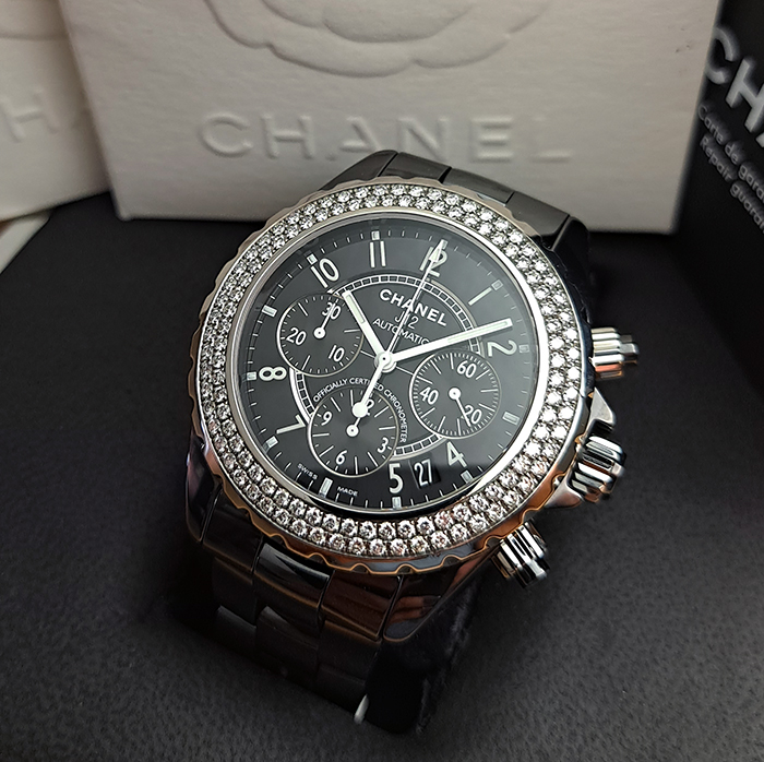 Chanel J12 Diamond Bezel/Ceramic Case Chronograph Ref. H1009